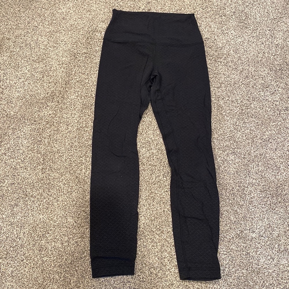 Black patterned lululemon align size 4. 25”